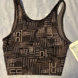 lululemon athletica Black Logo-Print Ribbed Crop Sports Bra
